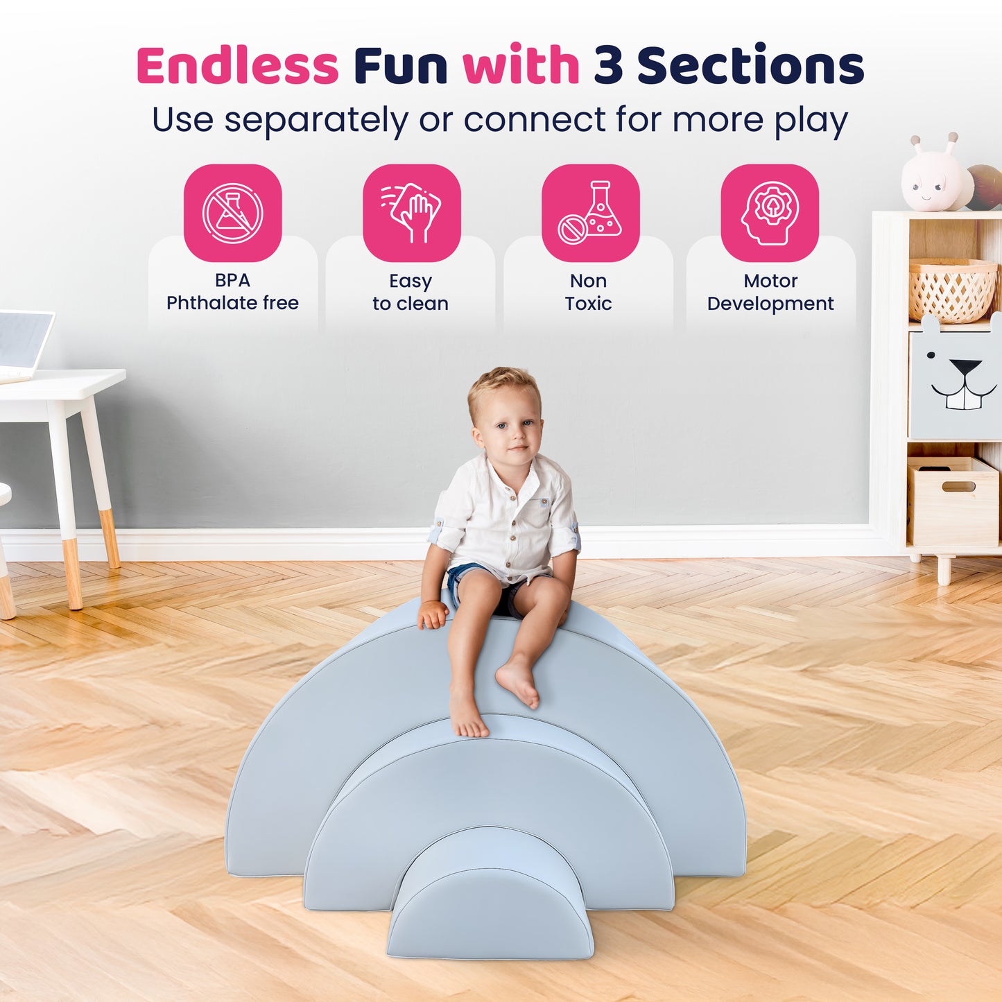 Soft Play 3-Sections Rainbow Bridge