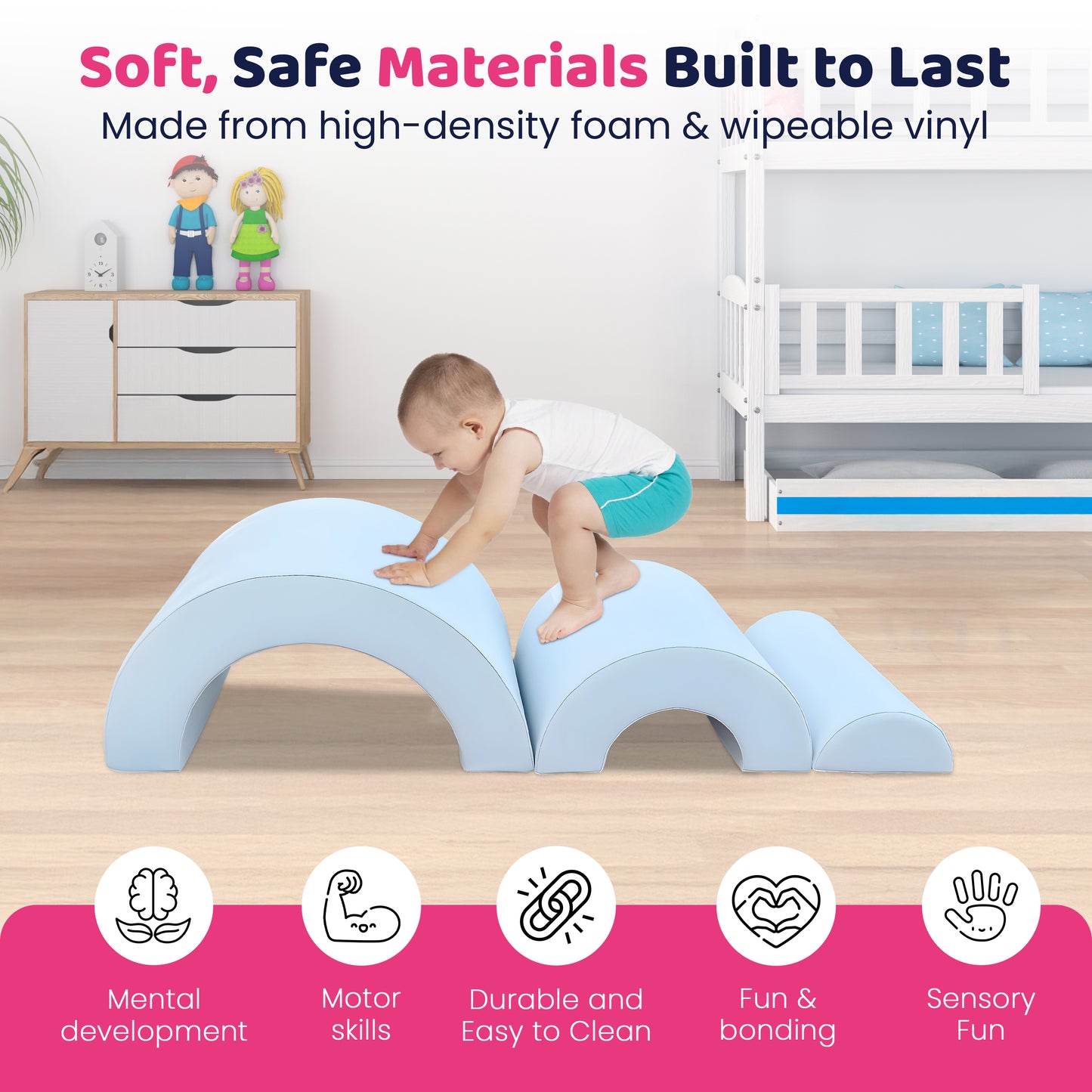 Soft Play 3-Sections Rainbow Bridge