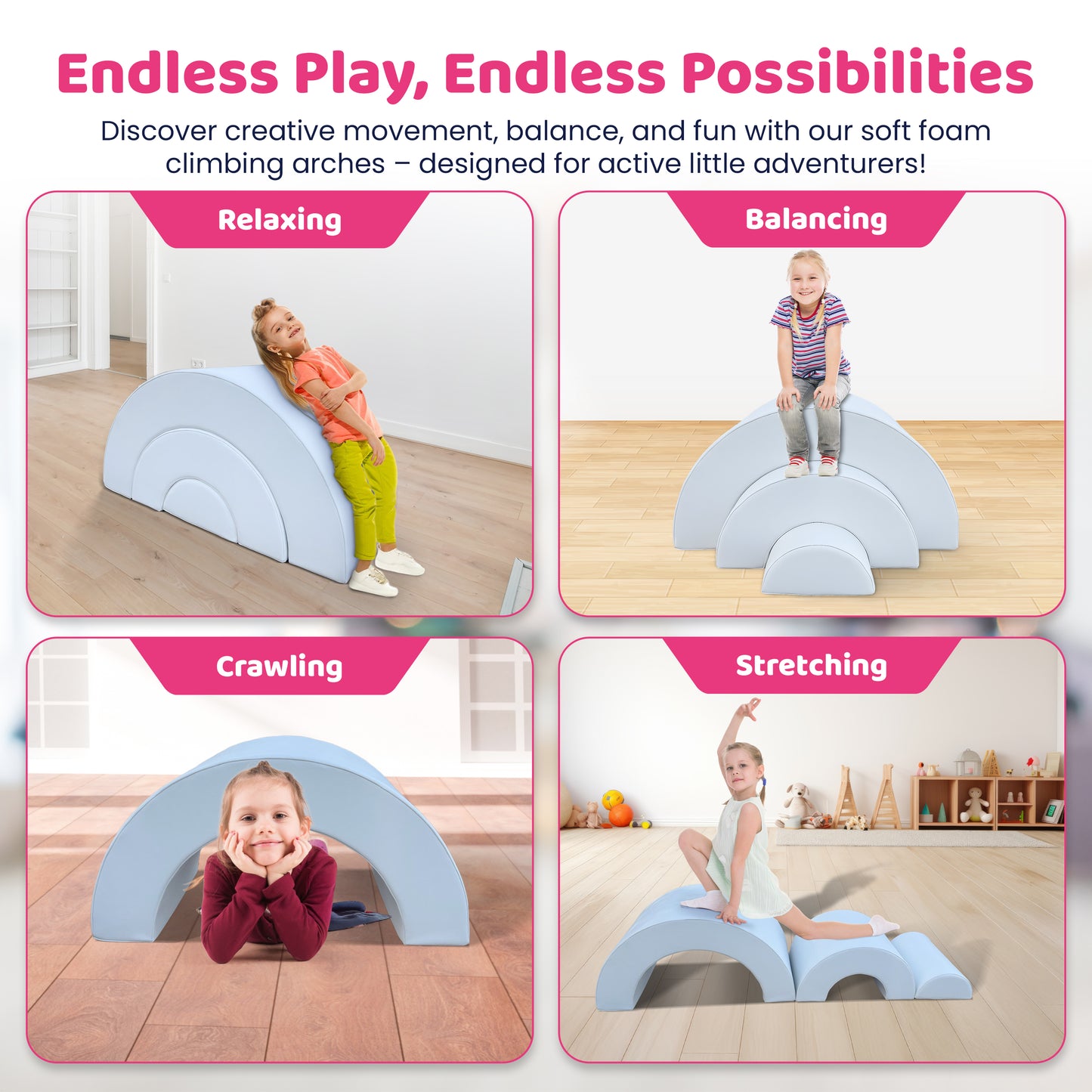 Soft Play 3-Sections Rainbow Bridge