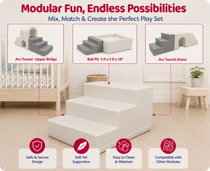 Soft Foam Stair – Compatible with Arc Tunnel , Ball Pit 5ft x 5ft x 18" & Arc Tunnel - Alone