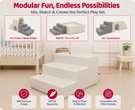 Soft Foam Stair – Compatible with Arc Tunnel , Ball Pit 5ft x 5ft x 18" & Arc Tunnel - Alone