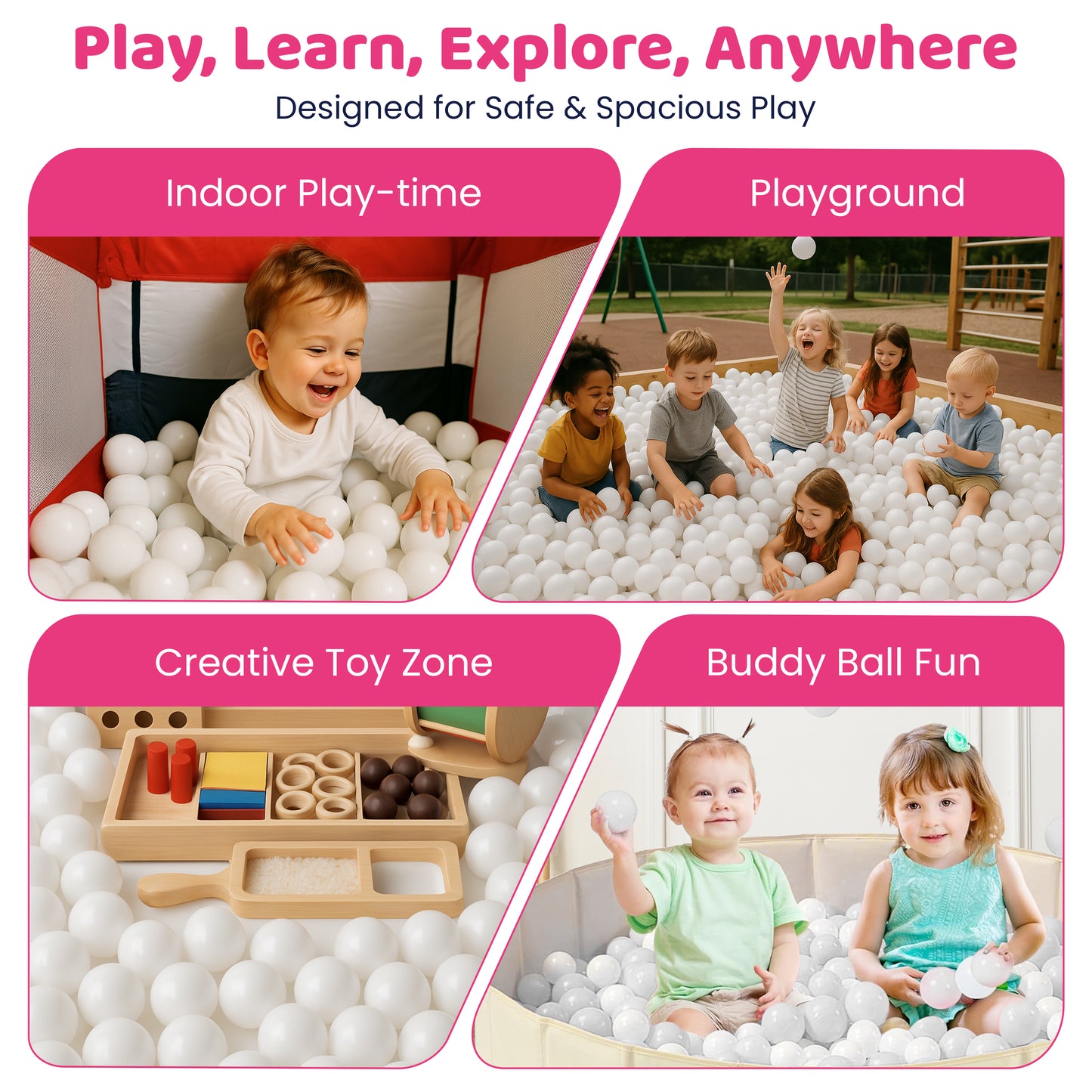 Balls for Ball Pit Commercial Jumbo 3” Diameter, 14g Each (large)