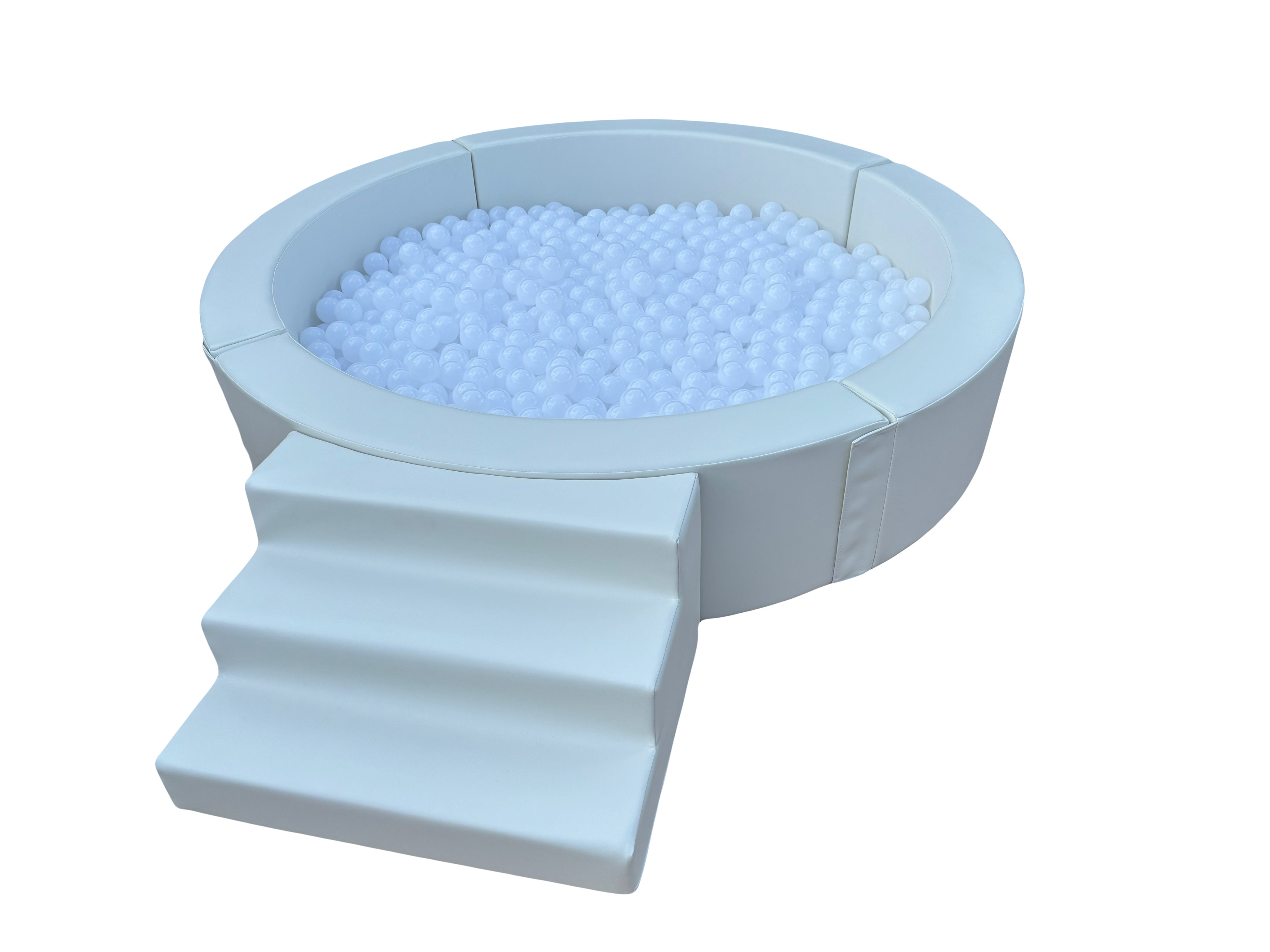 Soft Play Circular Ball  Pit (5' x 5' x 12") white Steps whit Balls